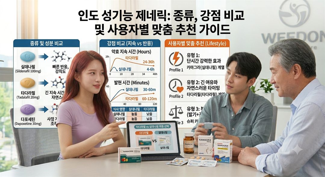 인도 성기능 강화 제네릭의 종류와 강점 비교